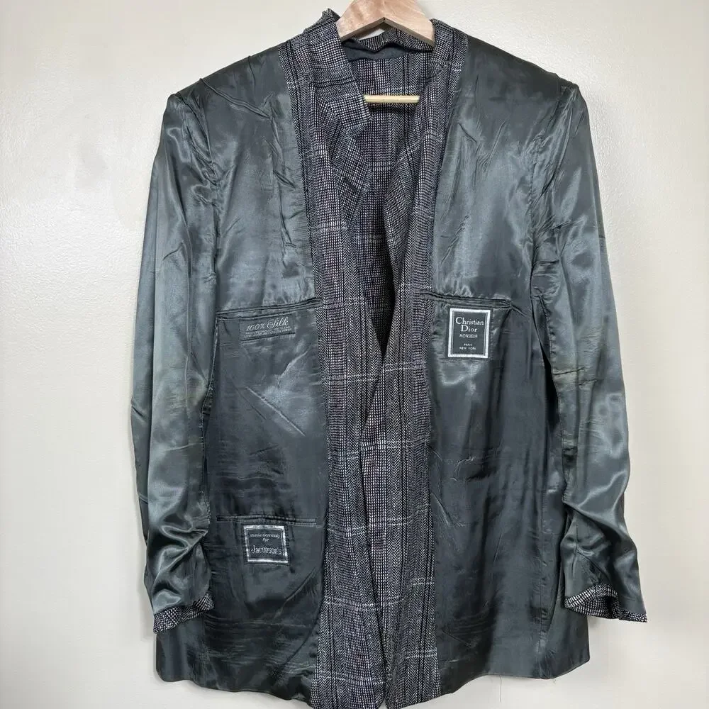 Vintage Christian Dior Monsieur 100% Silk Tweed Blazer Jacobson’s Sport Coat